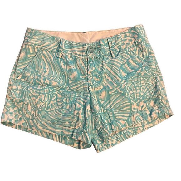Lilly Pulitzer The Callahan Shorts in Shorely Blue Sea Cups Sz 2 Blue Seashells - Picture 1 of 6